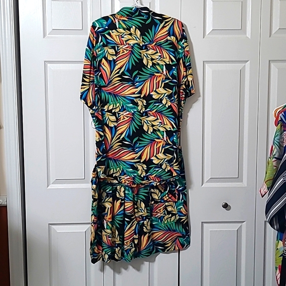 NWT Coofandy Hawaiian Shirt & Shorts Set, Medium, Multicolored Palm Fronds - Picture 3 of 10